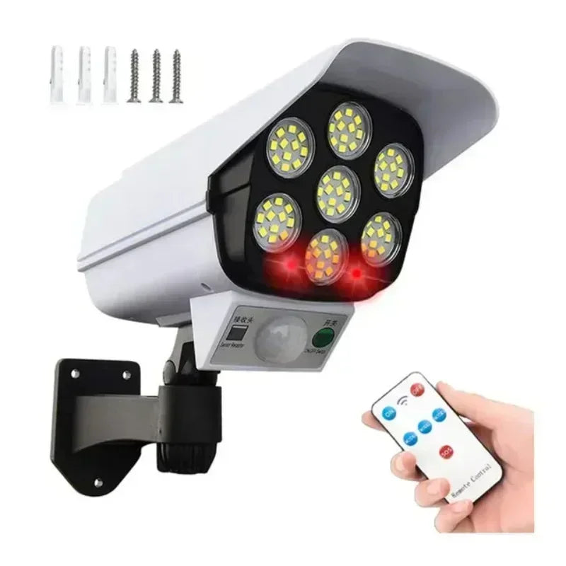 Outdoor Solar Lights Motion Sensor Dummy Camera 77 LEDs Spotlight Waterproof Wall Street Lamp for Home Yard Solar Garden Light