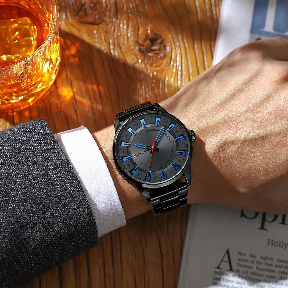 Curren 8406 Men's Fashion Quartz Watch – Simple Luxury Brand, Stainless Steel, Waterproof Wristwatch