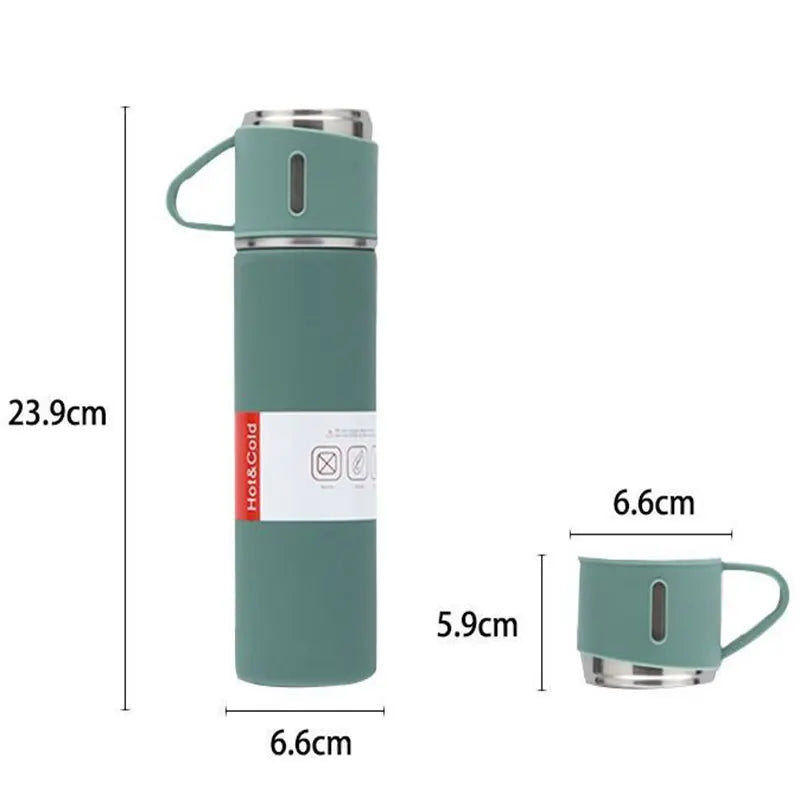 500ML Stainless Steel Vacuum Flask Gift Set Office Business Style Thermos Bottle Outdoor Hot Water Thermal Insulation Couple Cup