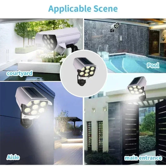 Outdoor Solar Lights Motion Sensor Dummy Camera 77 LEDs Spotlight Waterproof Wall Street Lamp for Home Yard Solar Garden Light