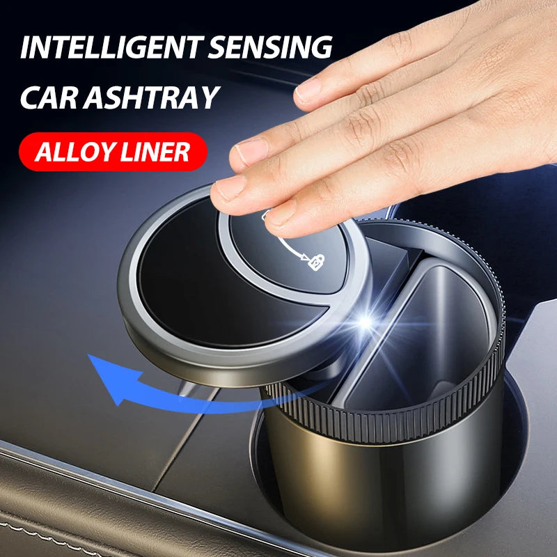 Car Ashtray Smart Sensor Portable Automatic with LED Light Fire Prevention Multifunctional Universal Car Ashtray Ashtray for Car