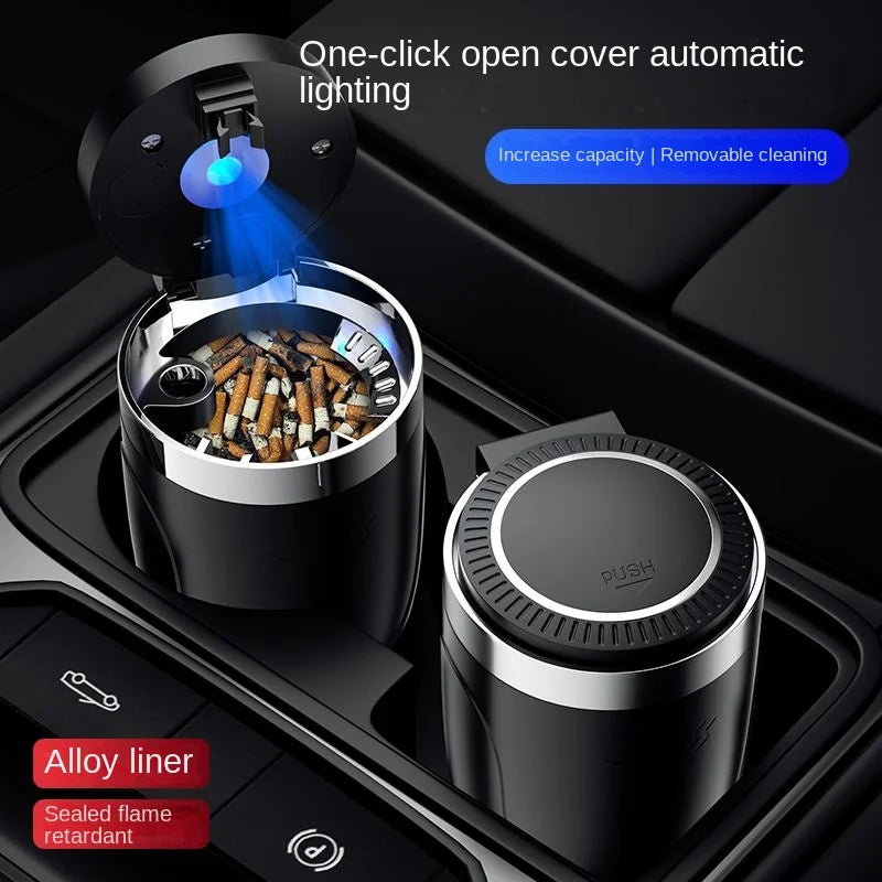 Car ashtray Multi-functional creative personality with lid car ashtray with LED lights Car interior accessories supplies